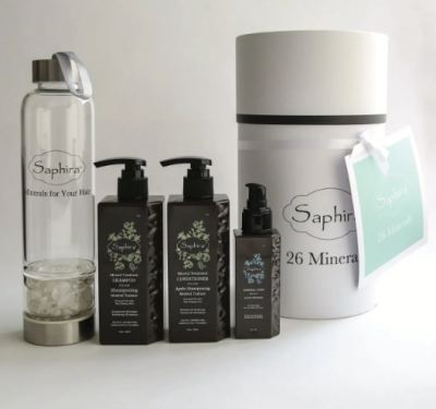 Набір для надання об'єму мінеральному волоссю Saphira Volume (шампунь 250 мл + кондиціонер 250 мл + сироватка 30мл + пляшка для води)