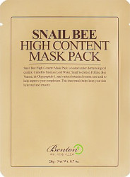 Маска с высоким содержанием муцина улитки и яда пчелы Benton Snail Bee High Content Mask 10 шт