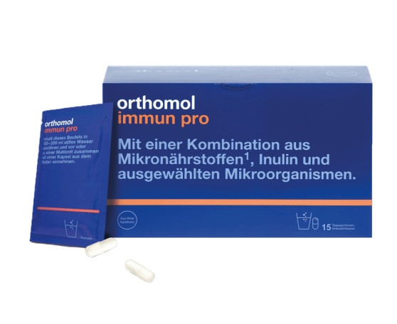 Витамины в гранулах для иммунной системы Orthomol Immun Pro, 15х15г + 15 капсул