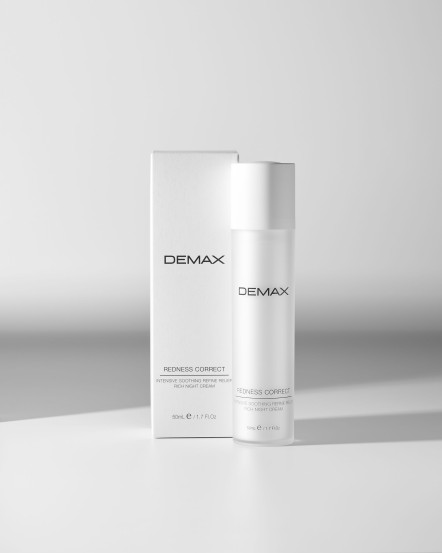 Ночной крем-корректор для сухой, чувствительной и куперозной кожи Demax REDNESS CORRECT Intensive soothing refine relief rich night cream, 50 мл