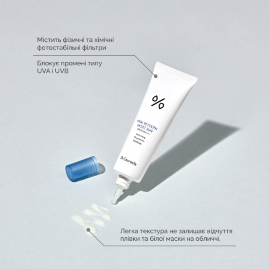 Зволожуючий сонцезахисний крем з гіалуроновою кислотою SPF 50 / PA++++ Dr.Ceuracle, 50 мл