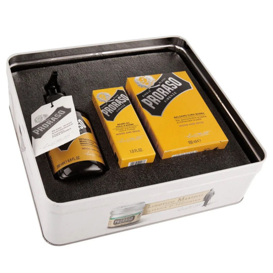 Набір для догляду за бородою в металевій коробці Proraso Metal Box Beard Care Wood & Spice Gift Set