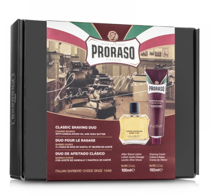 Подарочный набор для бритья Proraso Duo Pack Tube + Lotion Sandalwood