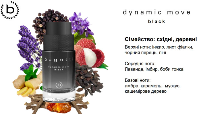 Туалетная вода для мужчин Bugatti Dynamice Move black, 100 мл