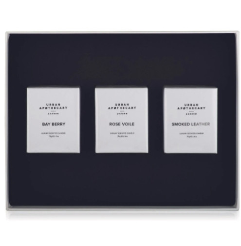Набор арома свечей Urban Apothecary Bay Berry, Rose Voile, Smoked Leather, 3 шт