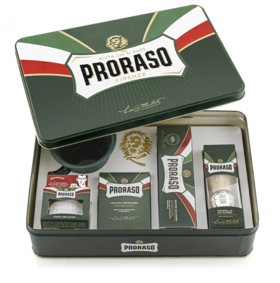 Набор для бритья в тревел-размерах в металлической коробке Proraso Classic Shaving Set Metal