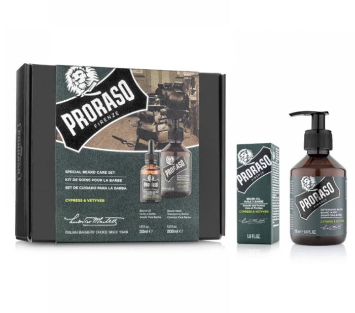 Подарунковий набір для бороди Proraso Duo Pack Oil + Shampoo Cypress & Vetyver