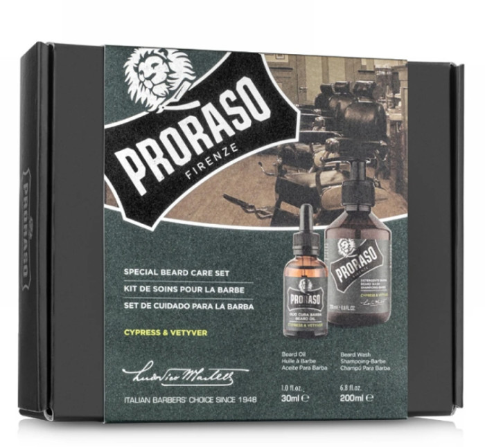 Подарунковий набір для бороди Proraso Duo Pack Oil + Shampoo Cypress & Vetyver