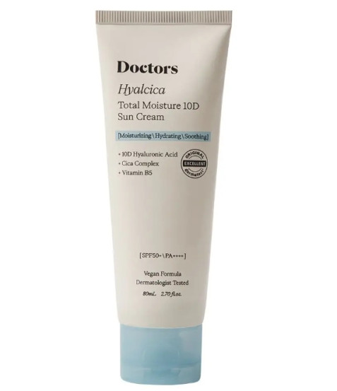 Солнцезащитный крем с 10 формами гиалуроновой кислоты и цинтелой Doctors Hyalcica Total Moisture 10 D Sun Cream, 80 мл