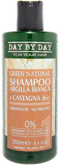Шампунь для волосся з білою глиною та екстрактом каштану Alan Jey Green Natural Shampoo Argilla Bianca & Castagna, 250 мл