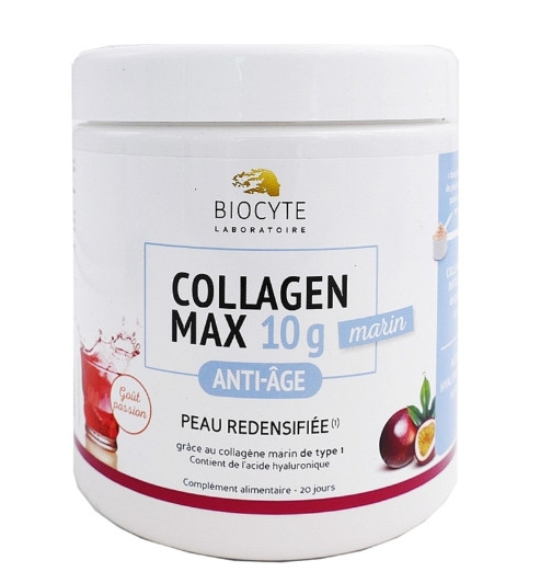 Пищевая добавка в порошке с коллагеном и гиалуроновой кислотой Biocyte Collagen Max 10g Marin, 20х13 г