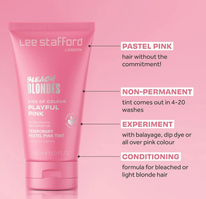 Оттеночный пастельно-розовый бальзам Lee Stafford Kiss of Colour Pink Treatment, 150 мл