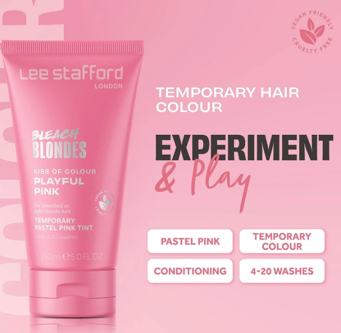 Оттеночный пастельно-розовый бальзам Lee Stafford Kiss of Colour Pink Treatment, 150 мл