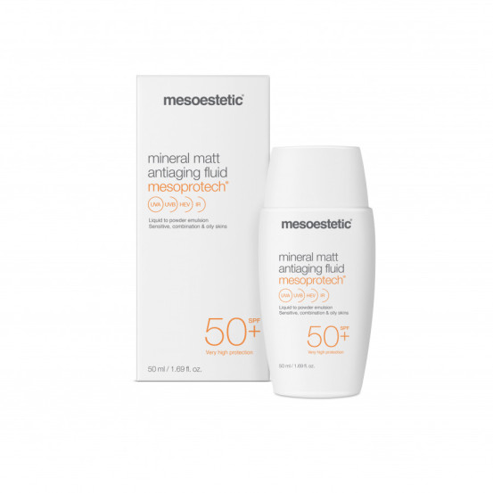 Минеральный матирующий флюид для жирной кожи Mesoestetic Mesoprotech Mineral Matt Antiaging Fluid SPF50, 50 мл