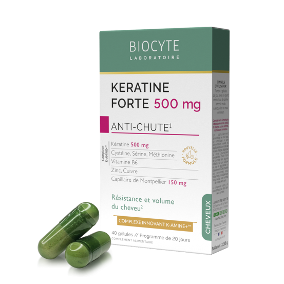 Кератин з вітамінами для зміцнення волосся Biocyte KERATINE FORTE 500MG AC, 40 шт