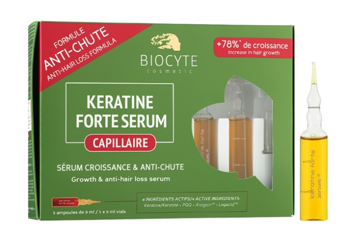 Сироватка проти випадіння волосся з кератином Biocyte Keratine Forte Serum Anti-Chute, 5х9 мл