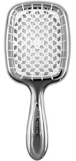 Гребінець для волосся Janeke UPERBRUSH LUX (срібний з білим)