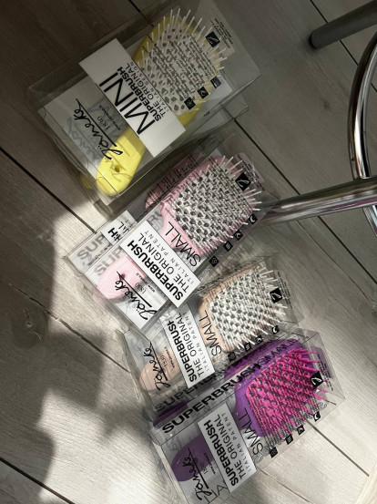 Гребінець для волосся Janeke MINI Superbrush the Original Small (бежевий з білим)