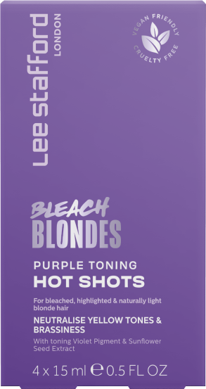 Тонирующие фиолетовые ампулы для осветленных волос Lee Stafford Bleach Blondes Purple Toning Hot Shots, 4х15 мл