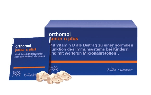 Витамины жевательные лесные ягоды и апельсин-мандарин Orthomol Junior C Plus, 42 шт