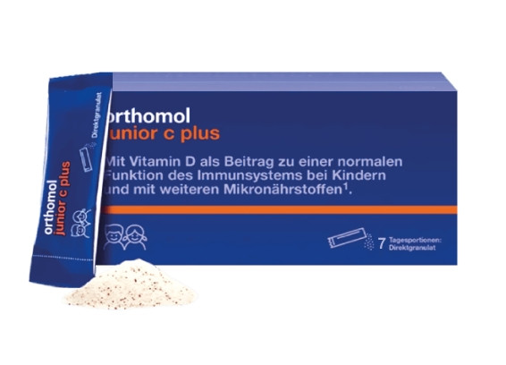 Витамины в гранулах малина-лайм для иммунной системы Orthomol Junior C Plus, 7х2г