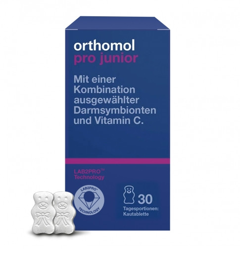 Витамины для поддержки кишечника жевательные клубника Orthomol Pro Junior, 30 шт