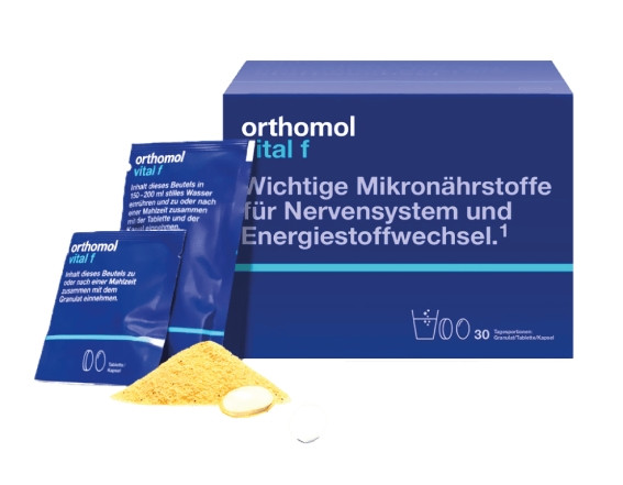 Витамины в гранулах от стресса Грейпфрут Orthomol Vital F, 30х15г + 30 таблеток + 30 капсул