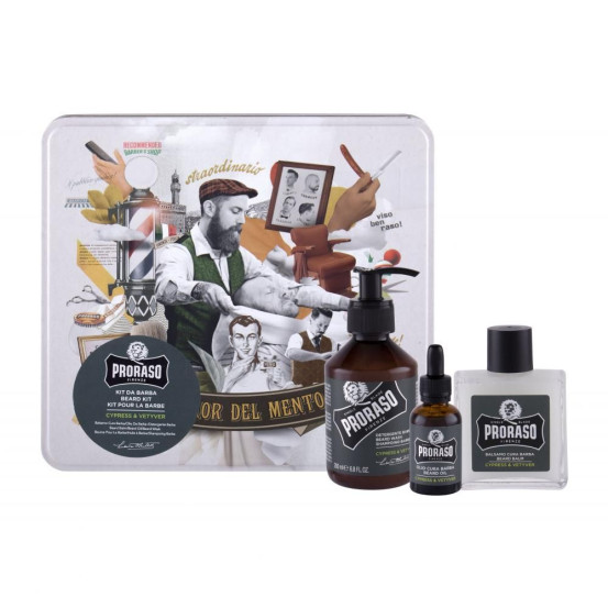 Набор по уходу за бородой в металлической коробке Proraso Metal Box Beard Care Cypress & Vetyver Gift Set