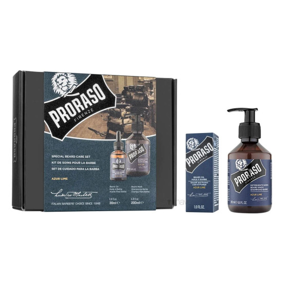 Подарочный набор для бороды Proraso Duo Pack Oil + Shampoo Azur Lime