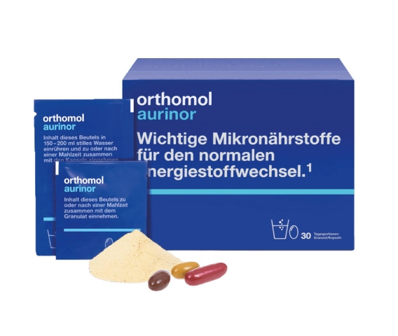 Витамины для восстановления метаболизма Orthomol Aurinor, 30х14г + 90 капсул