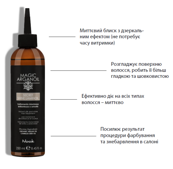 Ламинирующее масло-блеск Nook Magic Arganoil Secret Shine Laminoil, 250 мл