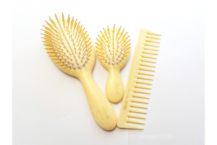 Щітка для волосся з нейлоном Janeke Small Hair-brush With Gold Pins (слонова кістка)