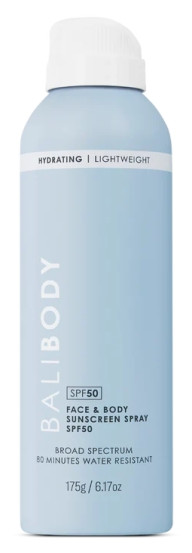 Сонцезахисний спрей для обличчя та тіла Bali Body Hydrating Face Sunscreen SPF50+, 175 мл
