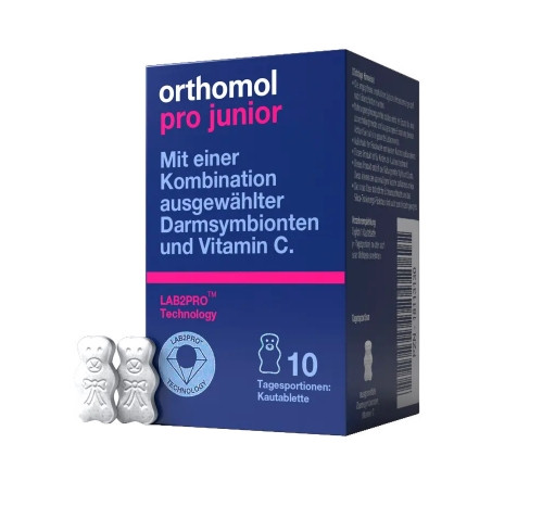 Витамины для поддержки кишечника жевательные клубника Orthomol Pro Junior, 10 шт
